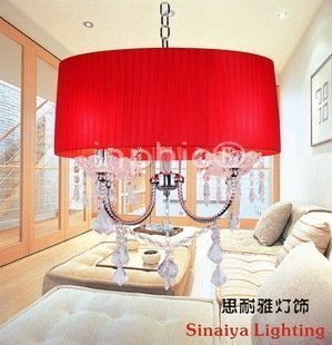 INPHIC-現代K9簡約燈罩水晶水晶創意吊燈具臥室餐廳玫瑰紅紗