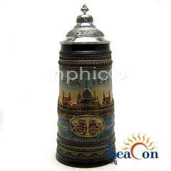 INPHIC-德國傳統手工浮雕彩繪【布達佩斯國會大廈】【德國風景】【 馬車紀念版】啤酒杯