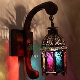 INPHIC-歐式復古鐵藝玻璃壁燈 地中海摩洛哥風格 吧檯燈 走道燈 玄關燈