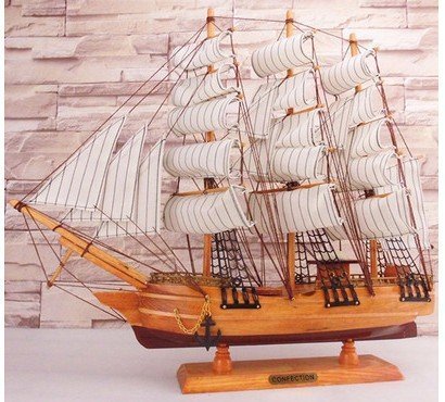 INPHIC-地中海風格 50CM木質帆船模型家居擺設裝飾 船模