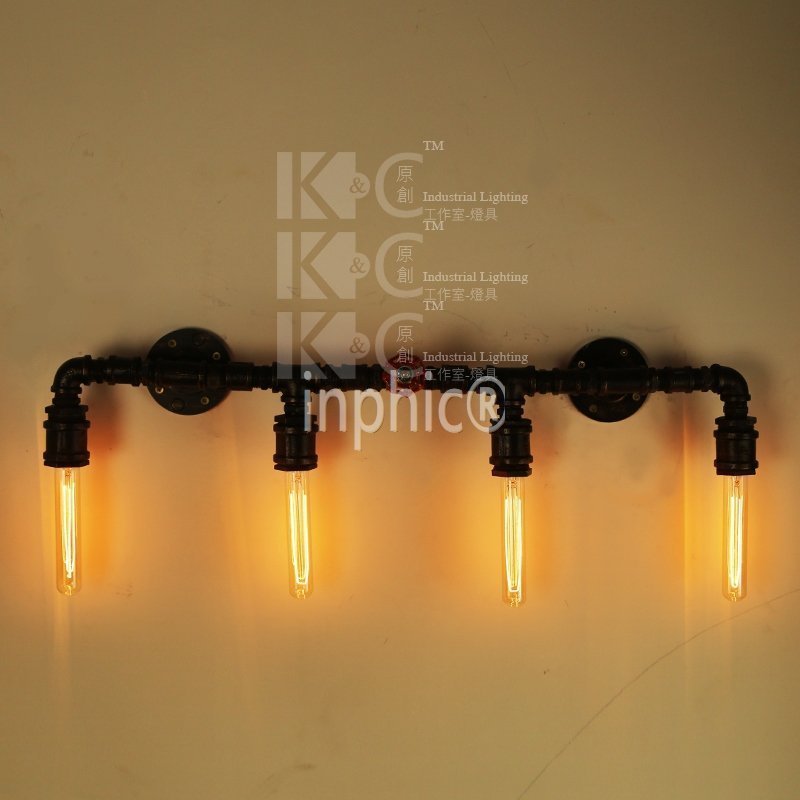 INPHIC-復古工業 loft水管壁燈咖啡廳吧臺餐廳四頭壁燈美式懷舊牆壁燈