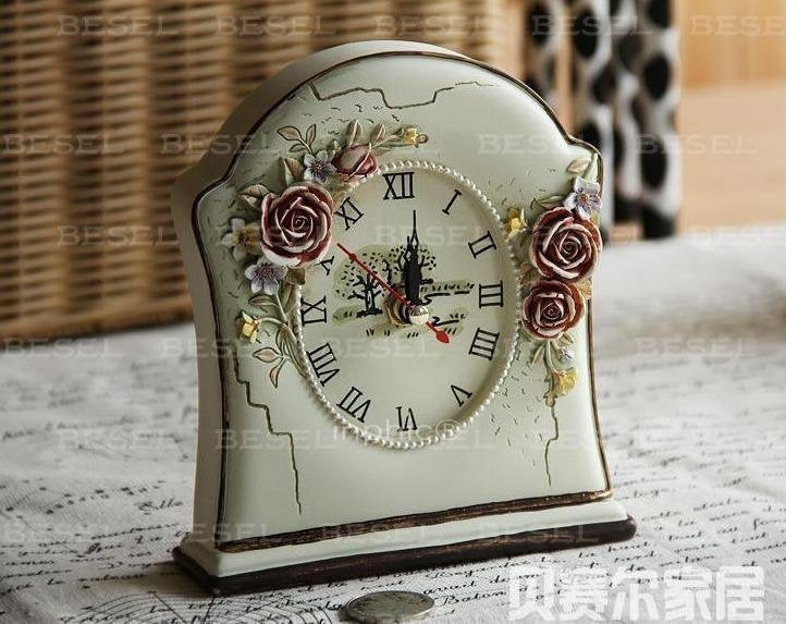 INPHIC-樹脂彩繪座鐘 歐式家居裝飾品 藝術鐘