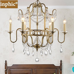 INPHIC-田園簡約復古水晶吊燈美式鄉村客廳餐廳臥室走道創意蠟燭鐵藝燈飾