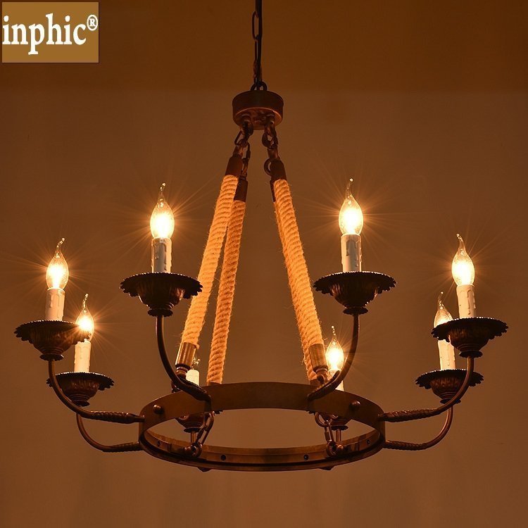 INPHIC-美式loft麻繩鐵藝吊燈工業吊燈書房客廳餐廳酒吧臺服裝店裝飾吊燈