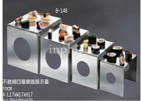 INPHIC-不鏽鋼四層鏡面展示台 麵包水果點心盆架 自助餐酒店用品