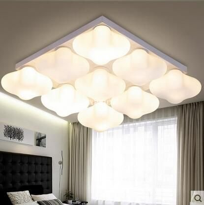 INPHIC-現代餐廳兒童燈具簡約歐式臥室燈方形幸運草客廳吸頂燈 9頭