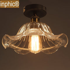 INPHIC-美式鄉村創意玻璃吸頂燈過道燈門廳燈荷葉花形玄關燈飾