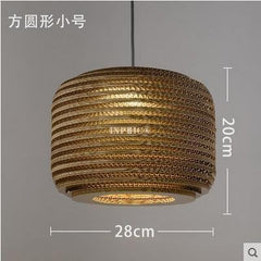 INPHIC-東南亞風格中式禪意裸蛹蜂窩編織牛皮紙吊燈泰式餐廳茶室日式 方圓形小款