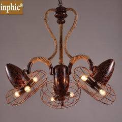 INPHIC-美式創意麻繩風扇吊燈鐵藝風扇裝飾燈酒吧臺PUB餐廳辦公室loft燈