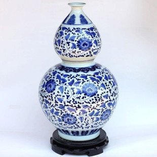 INPHIC-ZF-B025 景德鎮 陶瓷 青花富貴蓮藤葫蘆陶瓷花瓶 復古裝飾擺飾