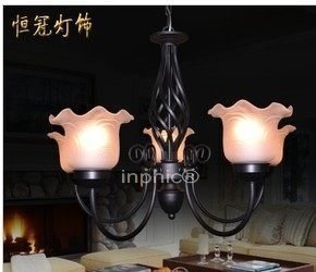 INPHIC-歐式吊燈 燈具黑色 鐵藝 古典 5頭 客廳 餐廳吊燈 田園燈飾