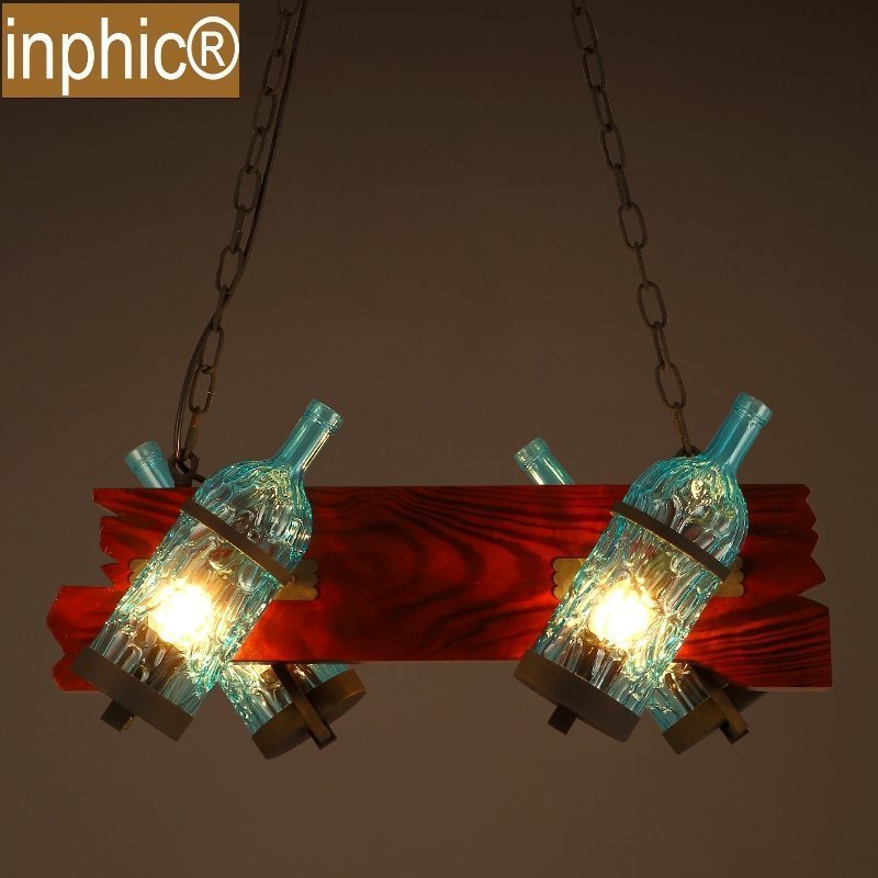 INPHIC-北歐創意個性吊燈彩色酒吧咖啡廳吧臺餐廳裝飾復古loft酒瓶吊燈