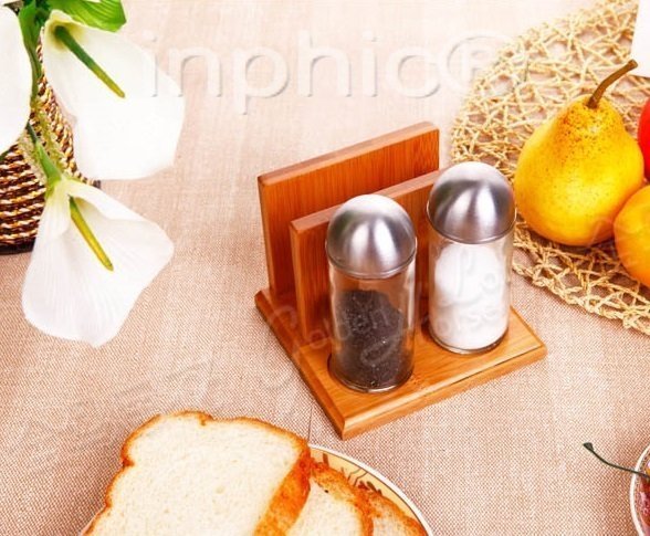 INPHIC-調味瓶 全竹2件套瓶 玻璃罐瓶 竹 調味架密封罐