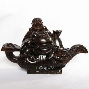 INPHIC-佛像 越南紅木工藝品木雕擺飾 彌勒佛像布袋佛 如意人參笑佛