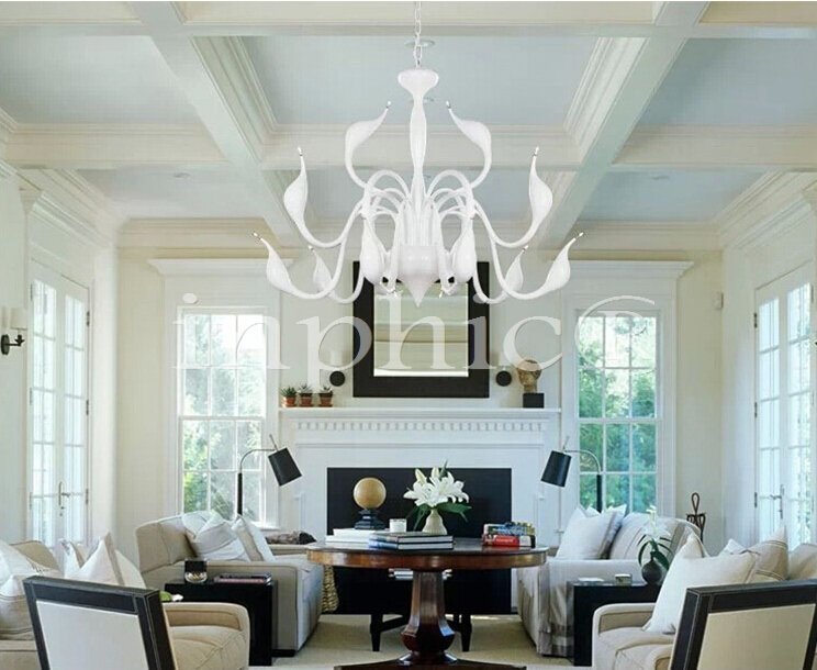 INPHIC-簡約現代天鵝吊燈歐式客廳吊燈餐廳吊燈藝術書房臥室燈具 LED-9頭白/黑/紅/鉻色