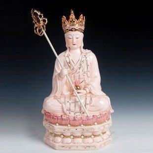 INPHIC-開運 佛像 陶瓷地藏王菩薩 18吋玉紅金彩坐古蓮地藏王