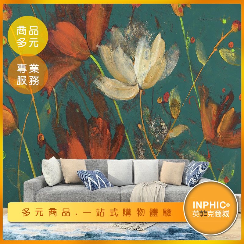 INPHIC-復古花卉壁紙/油畫背景牆壁貼 背景牆-IBAH00210BA